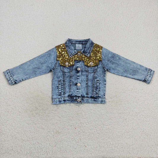 GT0351 Sequin  Blue Girls Denim Jacket