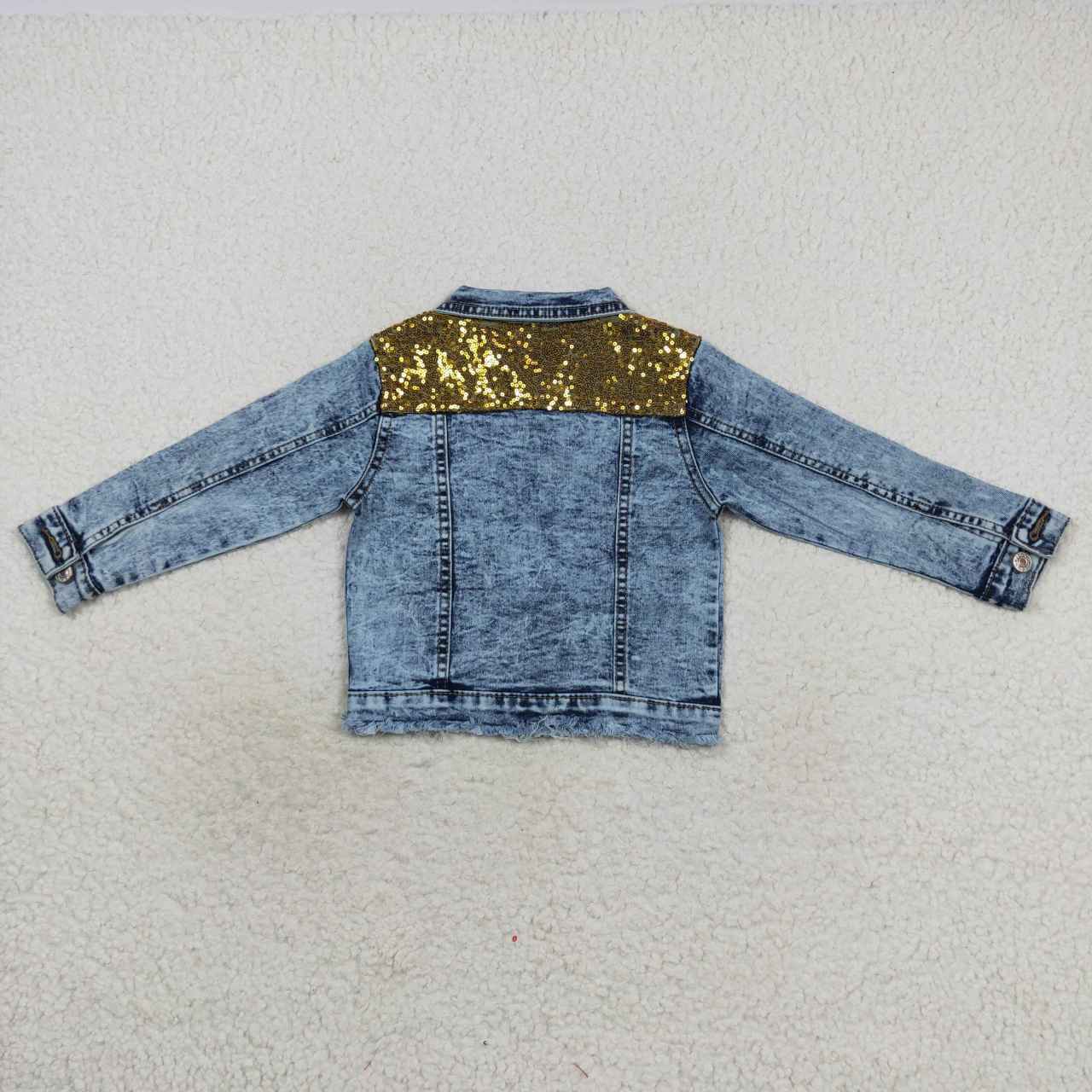 GT0351 Sequin  Blue Girls Denim Jacket