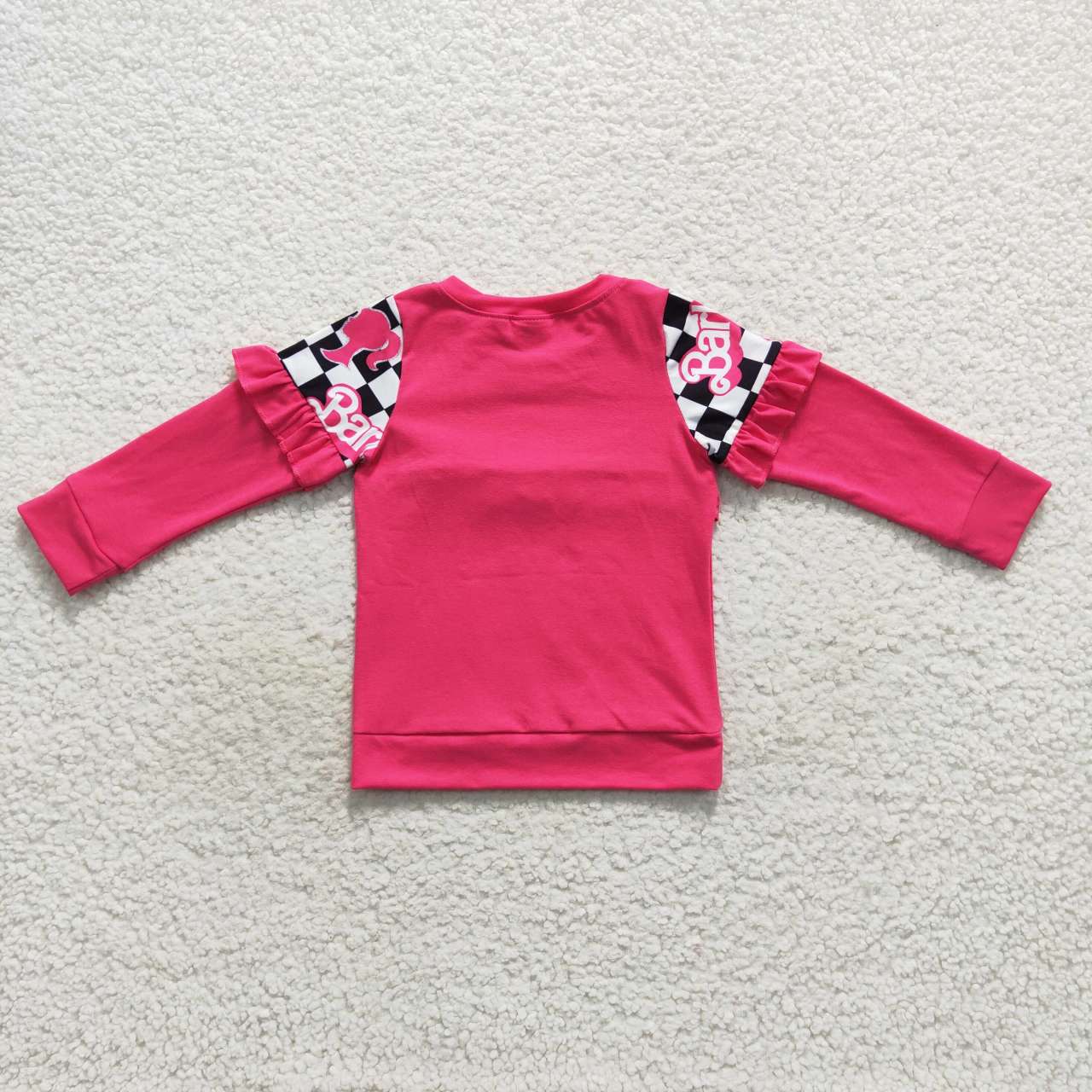 GT0296 Pink B Cartoon   Winter Girls Long Sleeve Top Collar T-Shirts