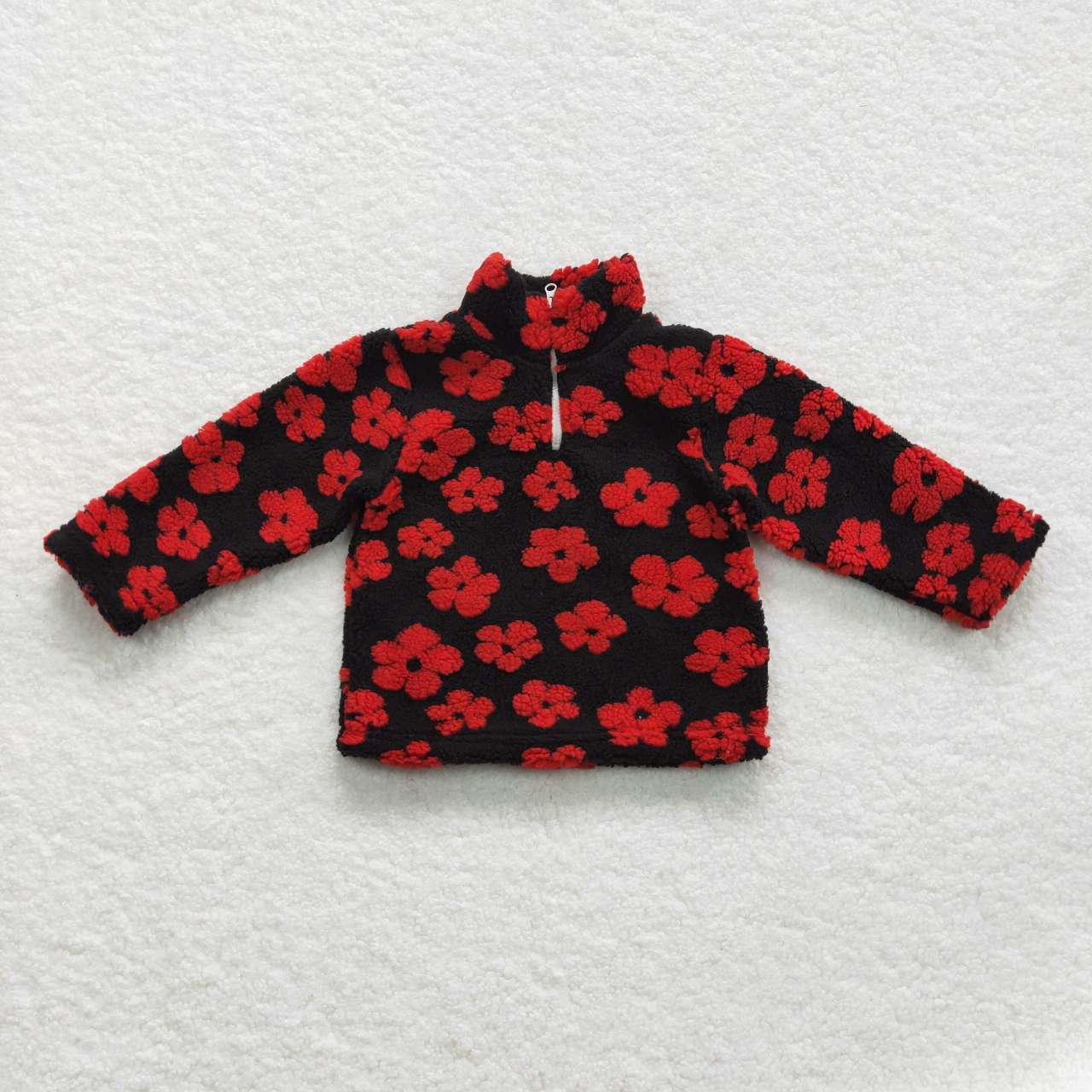 GT0271  Red  Floral Girls Long Sleeve Top Pullover Coat