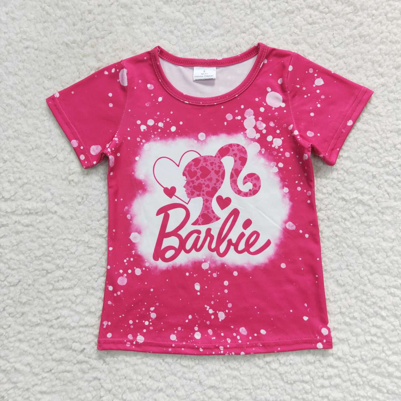 GT0293  Pink B Cartoon Girls Short Sleeve Top T-shirts