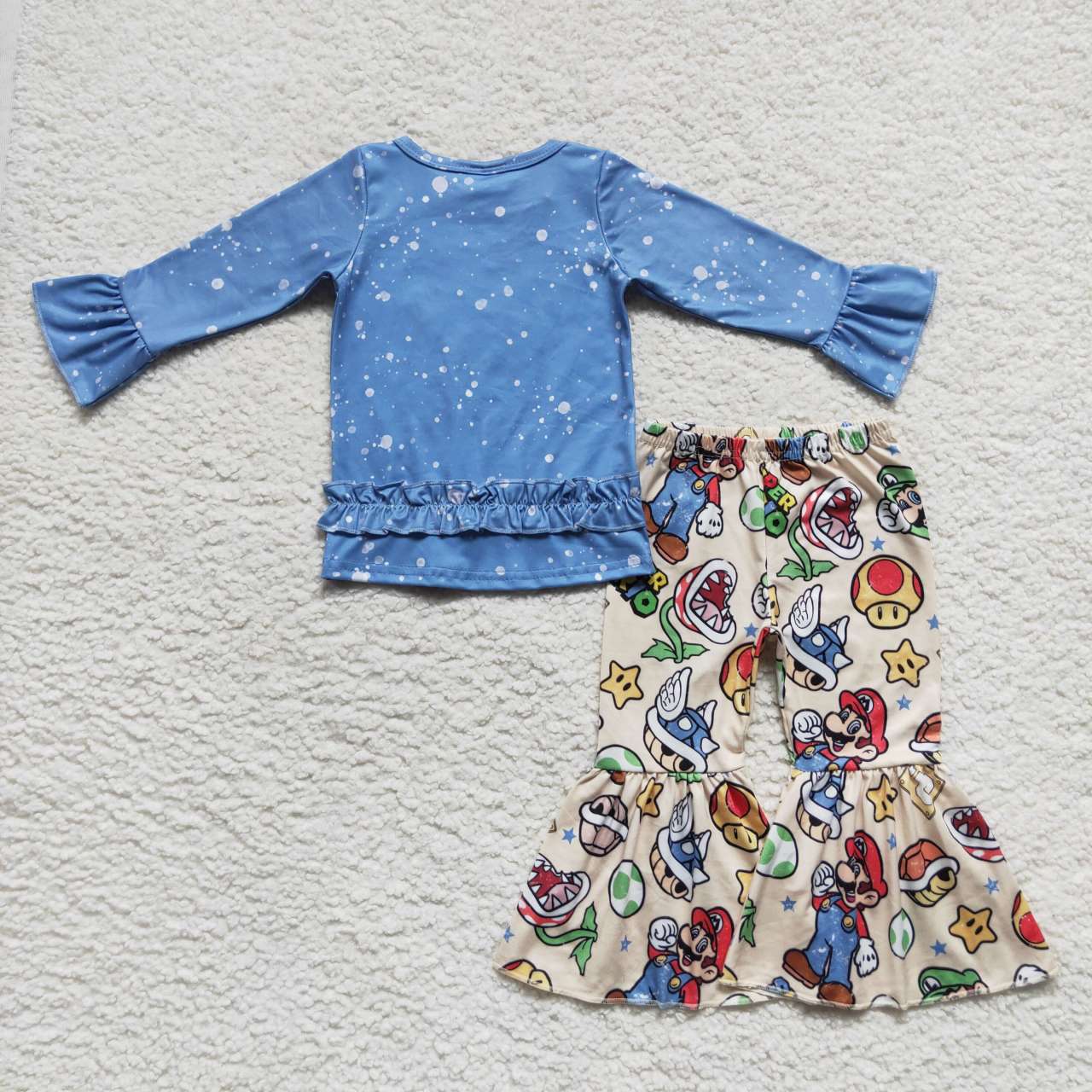 GLP0584 Blue Super Cartoon Girls Long Sleeve Pants Outfits