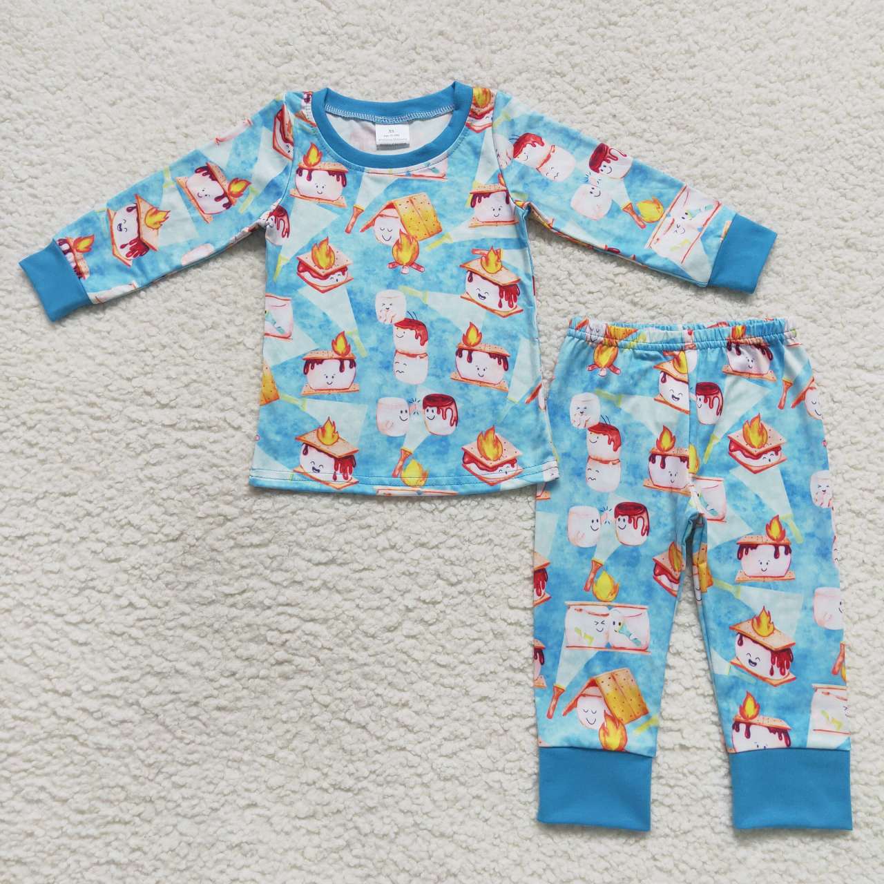 BLP0303 Blue Cake  Boys Long Sleeve Pants Outfits Pajamas