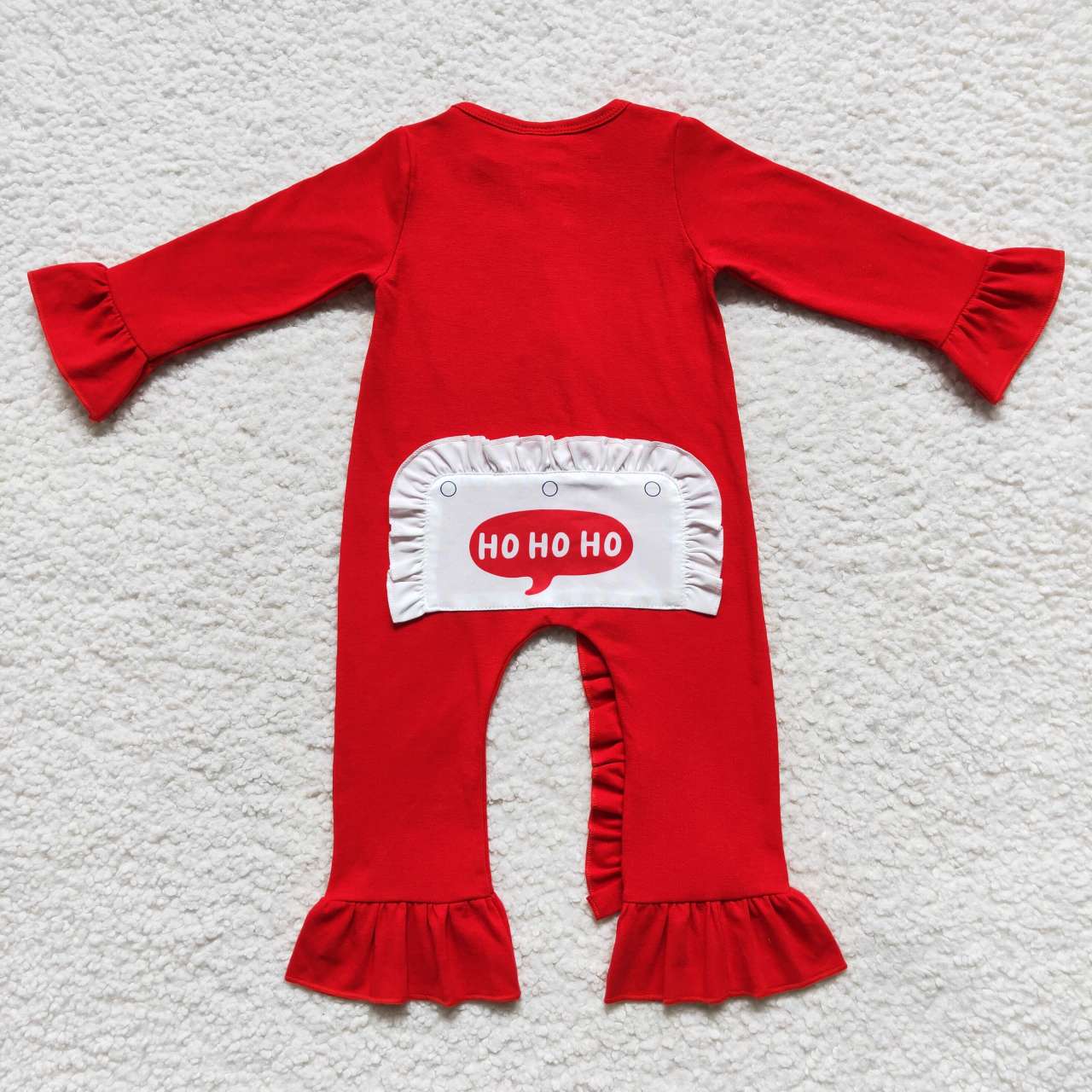 LR0599 Christmas Red Santa   Zipper Girls Long Sleeve Romper