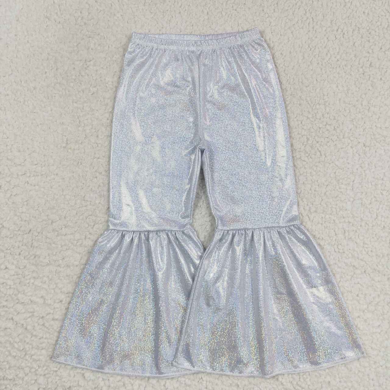 P0177 Sequin White Print Girls Long Pants