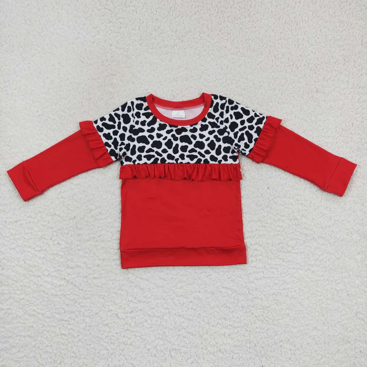 GT0295  Red Leopard   Winter Girls Long Sleeve Top Collar T-Shirts