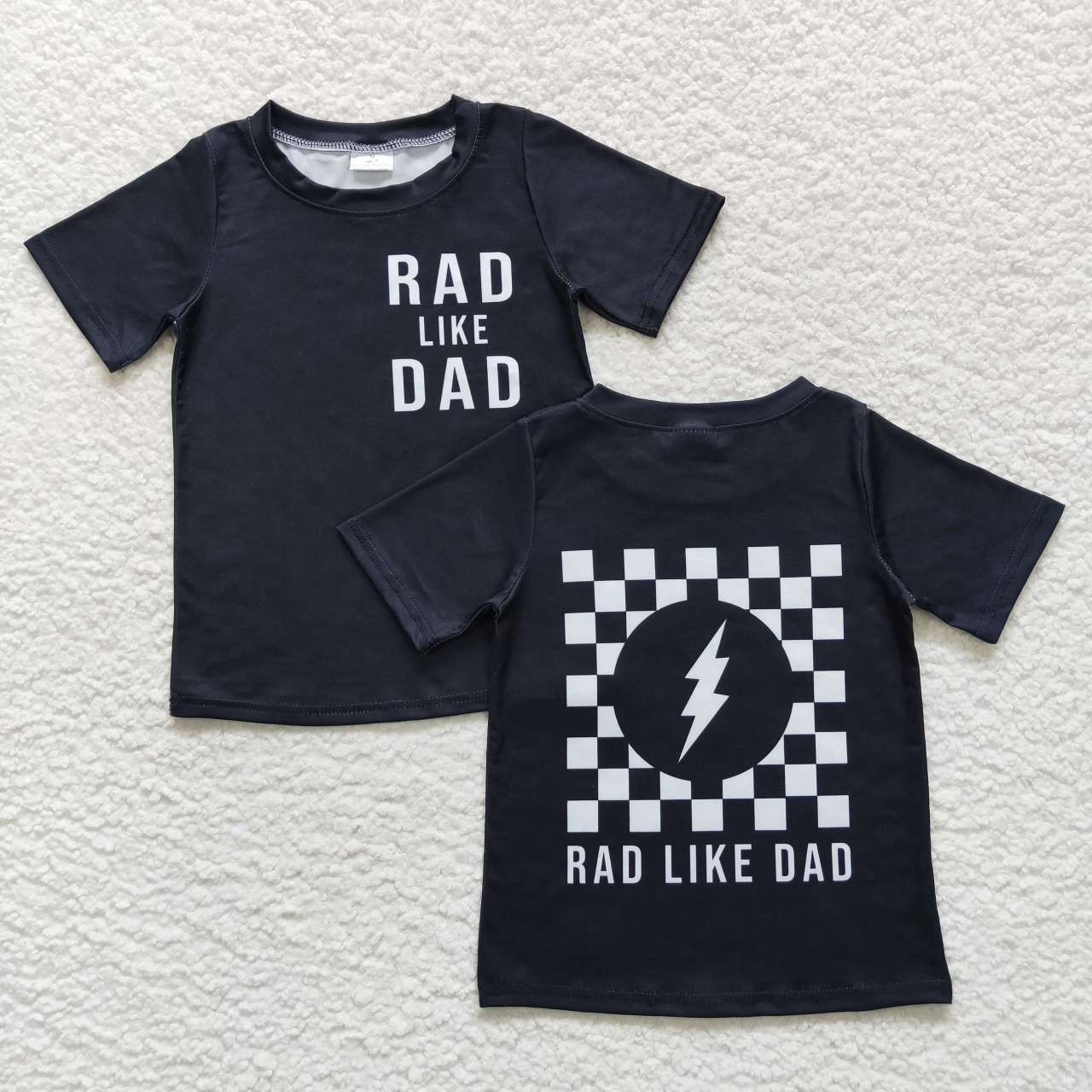 BT0323  Rad Like Dad  Black Boys Short Sleeve Top T-shirts