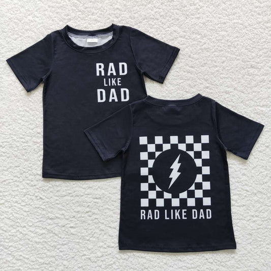 BT0323  Rad Like Dad  Black Boys Short Sleeve Top T-shirts