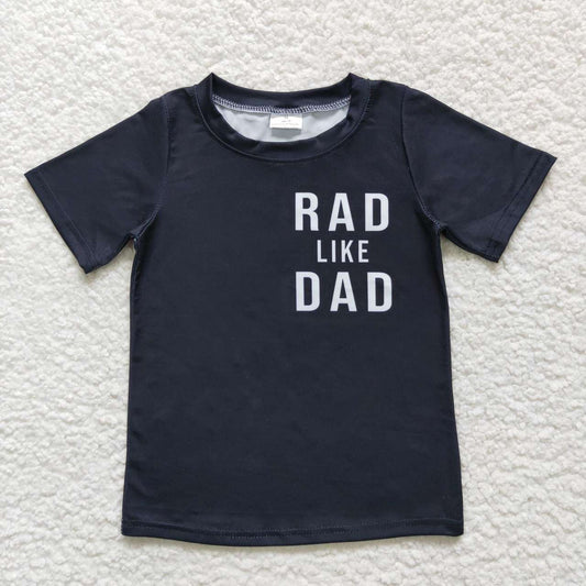 BT0323  Rad Like Dad  Black Boys Short Sleeve Top T-shirts