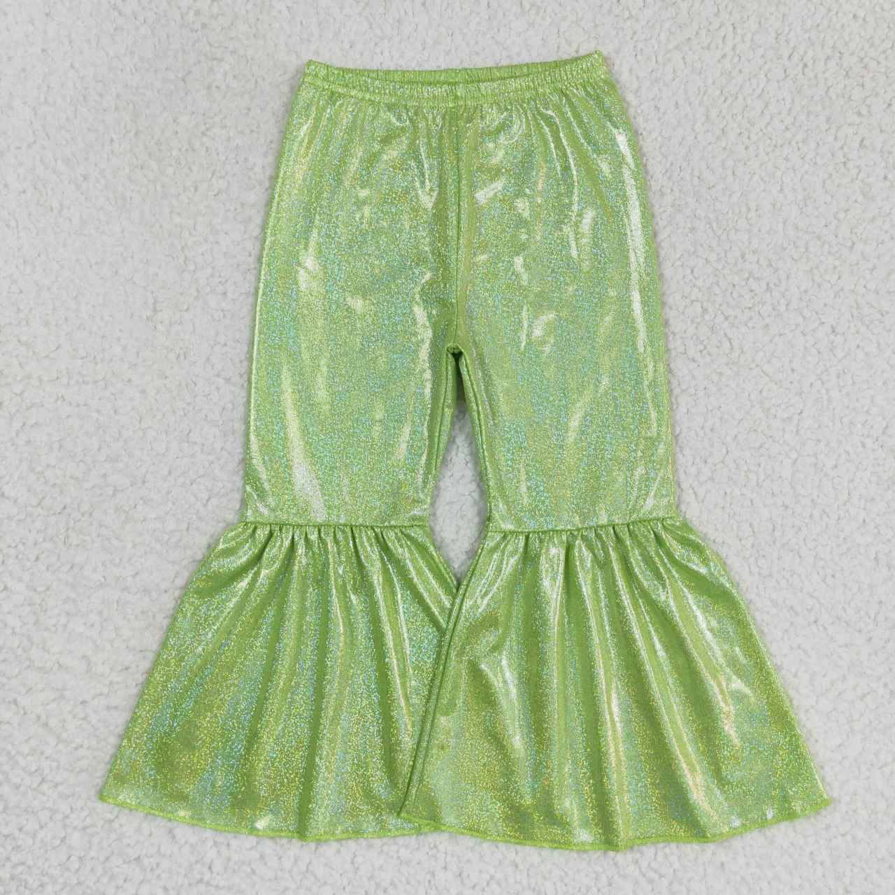 P0189 Green Sequin  Print Girls Long Pants