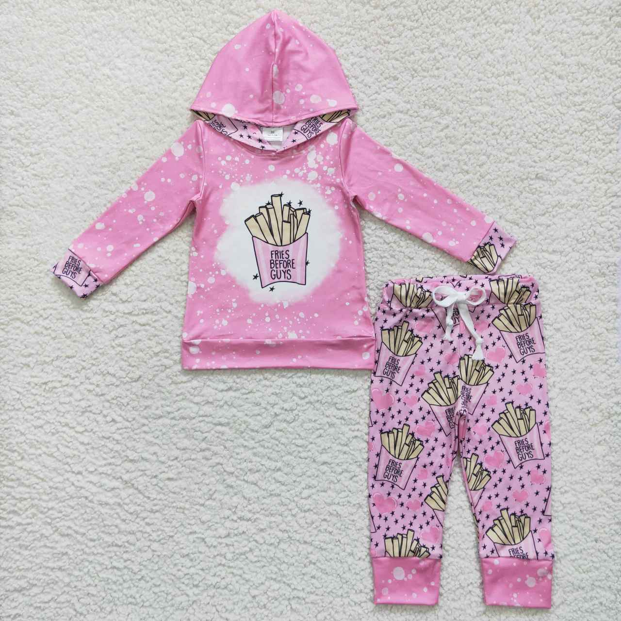 GLP0805  Pink Fries Before Guys  Girls Long Sleeve Hoodies Outfits