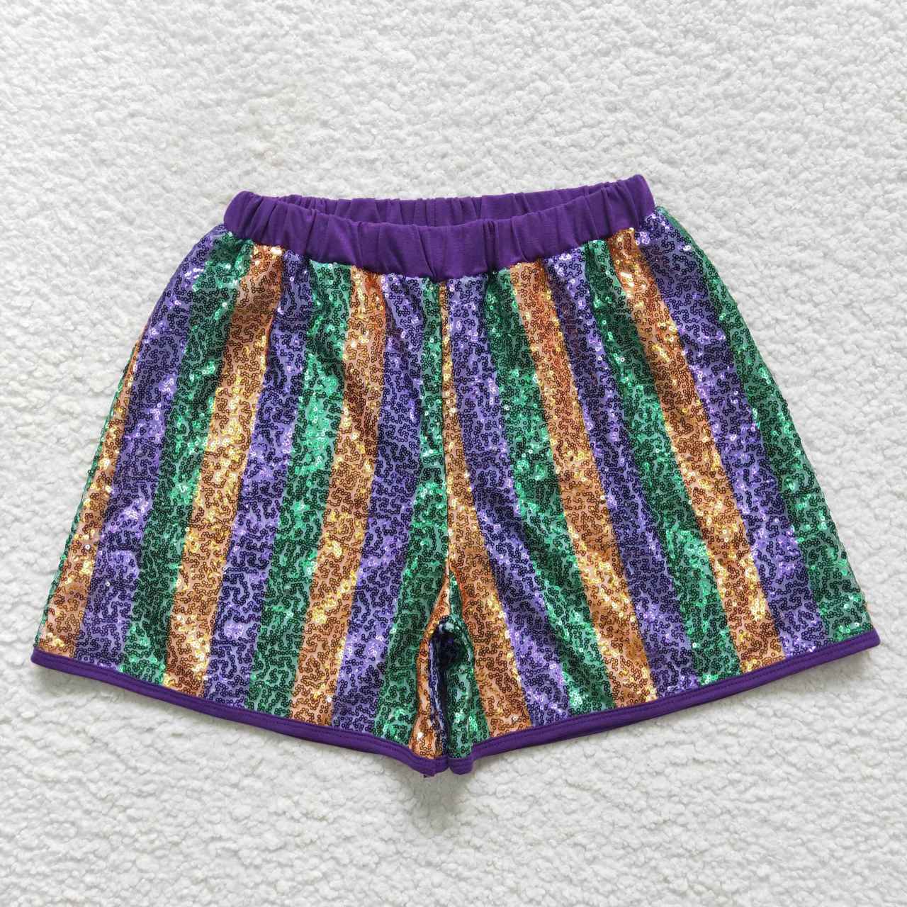 SS0119  Purple Sequin  Adult Girls Shorts