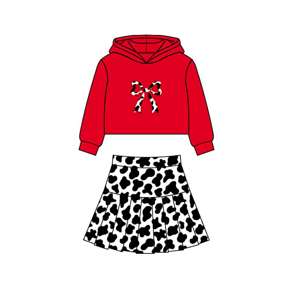 PROMOTION PRE-ORDER CUSTOM MOQ 5 PCS Sweet Girl Hooded Long Sleeve Top with Skirts Girls Sets 20251120