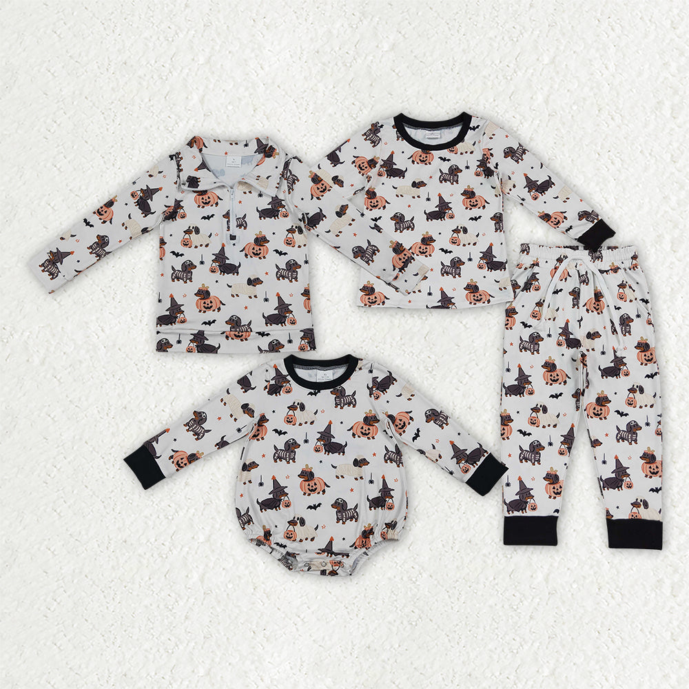 Halloween Puppy Pumpkin Ghost Kids Sibling Matching Clothes