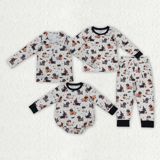 Halloween Puppy Pumpkin Ghost Kids Sibling Matching Clothes