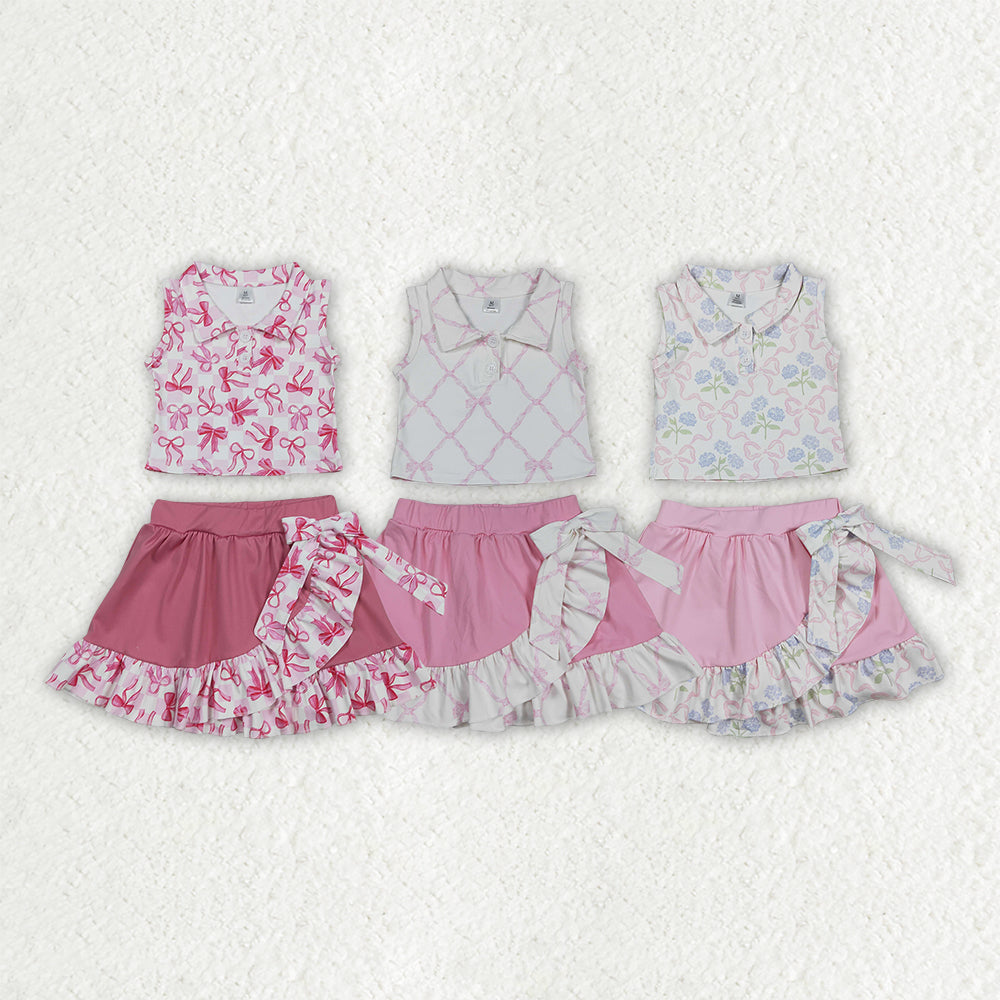 Sibling Matching Clothes Girls Polo Sleeveless Skirts Yoga Sets 202604 RTS