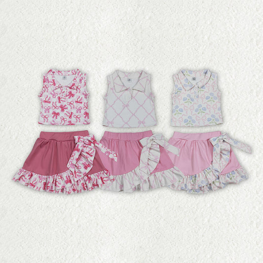 Sibling Matching Clothes Girls Polo Sleeveless Skirts Yoga Sets 202604 RTS