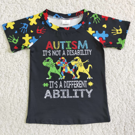 Promotion RTS E3-20 AUTISM Black Short Sleeve Top Boys T-shirts