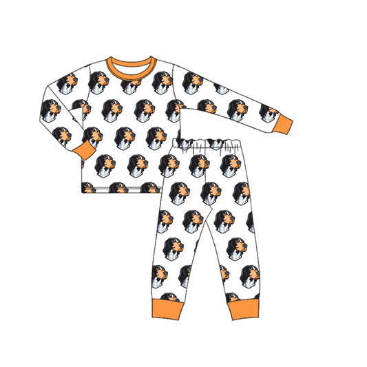 customize boys puppy print long sleeve trousers pajamas of high quality