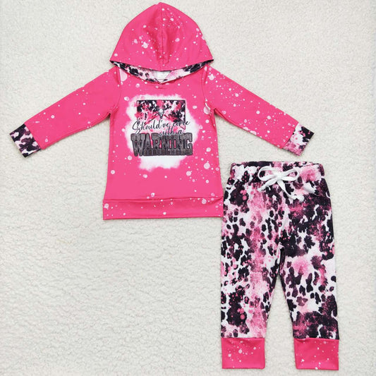 GLP0797 Pink Western Waring  Girls Long Sleeve Hoodies Outfits