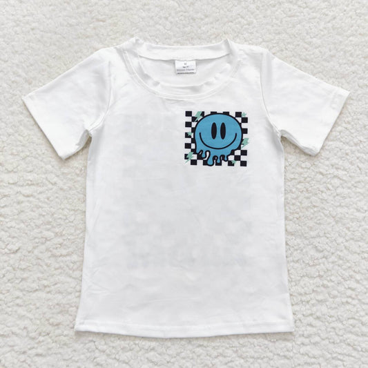 BT0351 Last Nerve Blue Smile  Boys Short Sleeve Top T-shirts