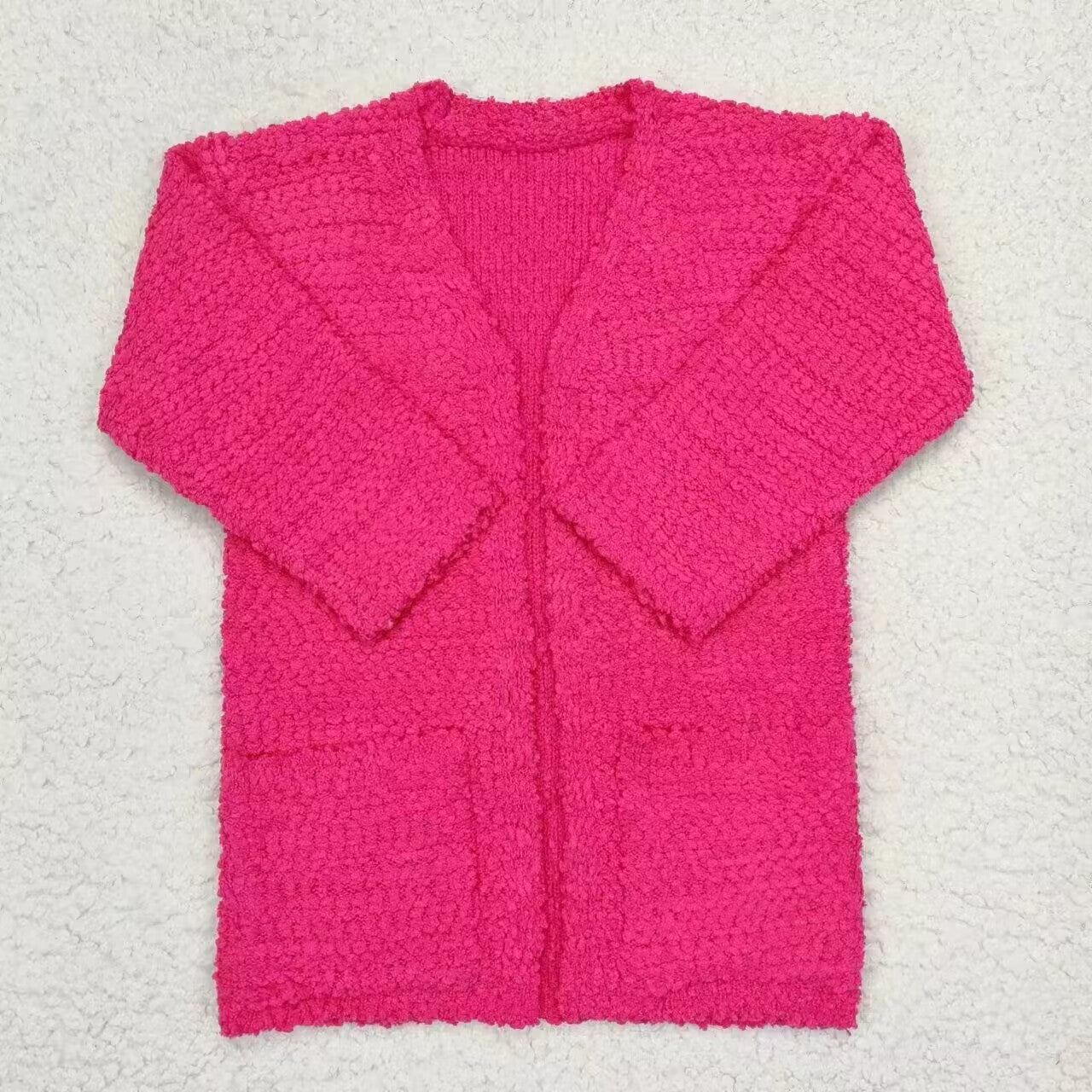 GT0236 Pink Print Girls Long Sleeve Cardigan Sweater