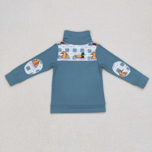 BT0329   Blue Duck  Boys Long Sleeve Top Collar Polo Pullover T-Shirts