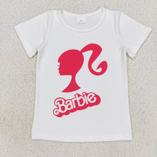 GT0344  Pink B Cartoon  Girls Short Sleeve Top T-shirts