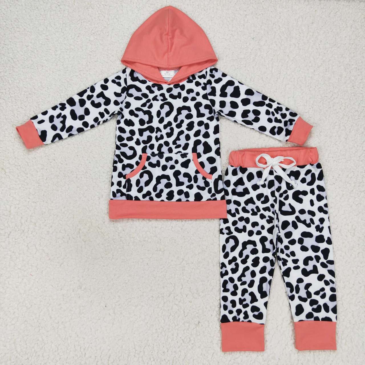 GLP0795  Pink Leopard   Girls Long Sleeve Hoodies Outfits