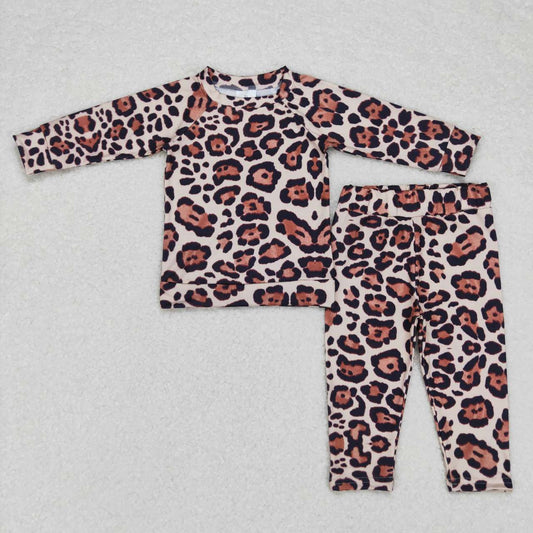 BLP0358 Leopard   Boys Long Sleeve Pants Outfits Pajamas