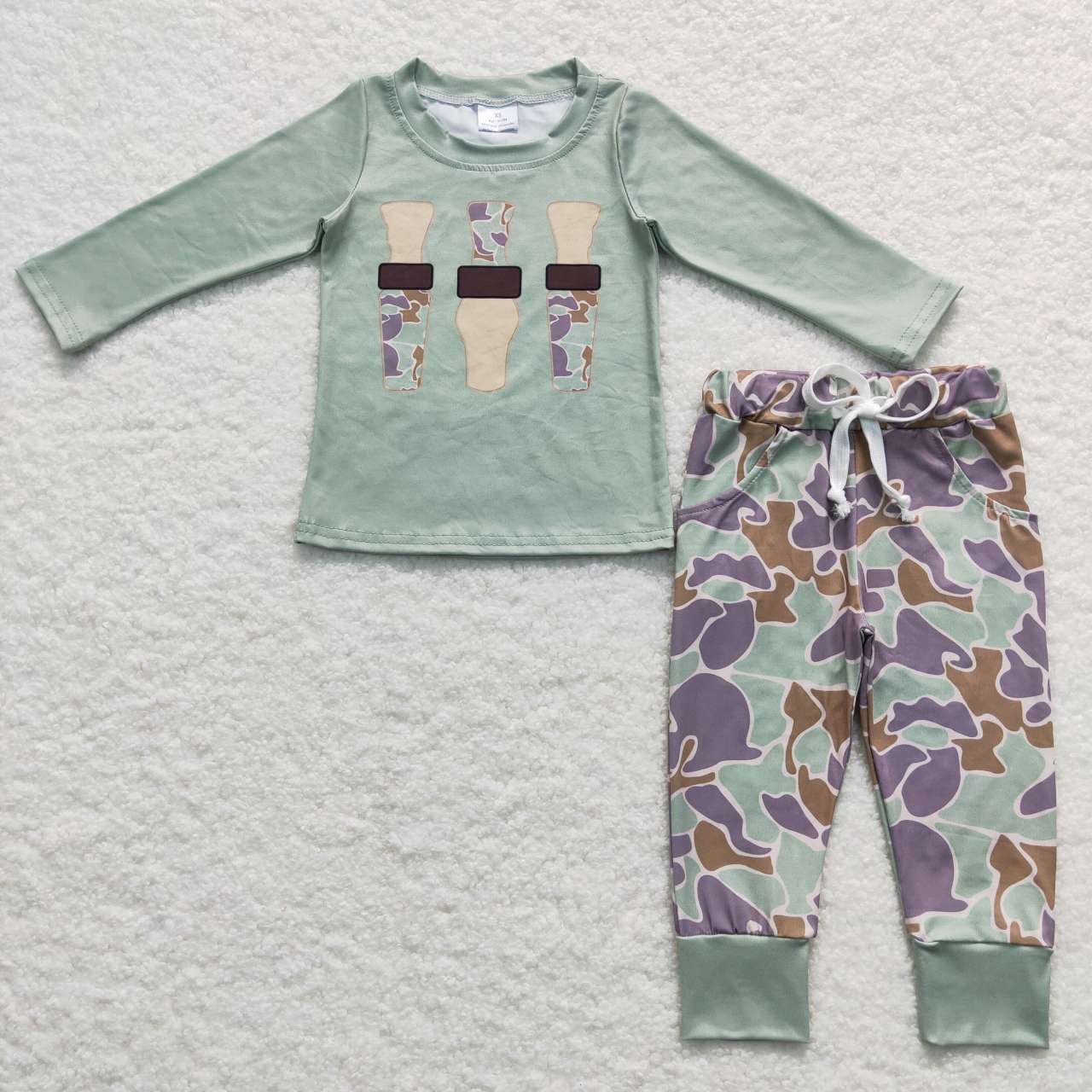 BLP0367 Green Camo   Boys Long Sleeve Pants Outfits