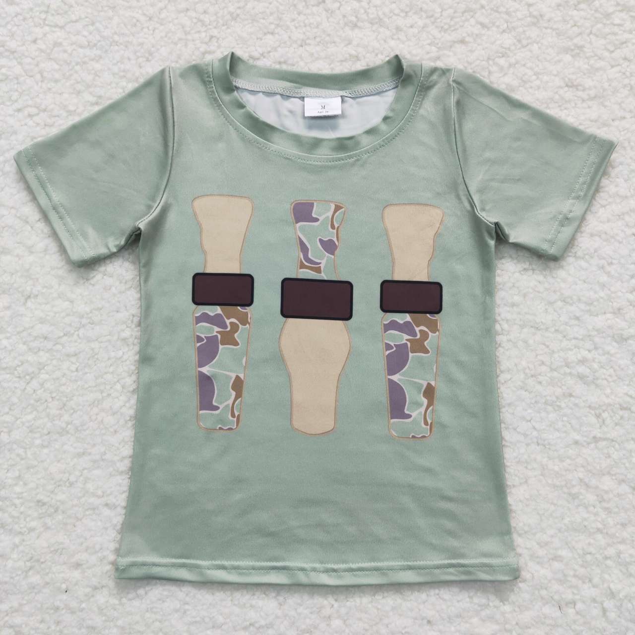 BT0374  Green Camo  Boys Short Sleeve Top T-shirts