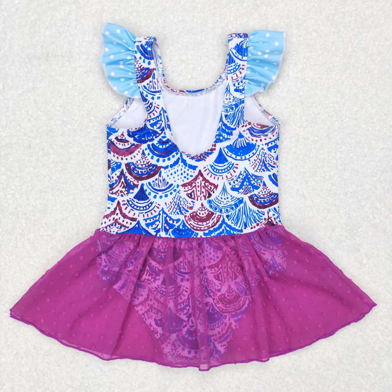 S0154 Blue Purple Mermaid Scale Girls Swimming Bathing Suits Swimsuits