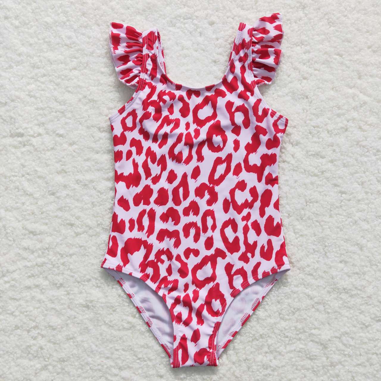 S0155   Pink Leopard Girls Swimming Bathing Suits Swimsuits