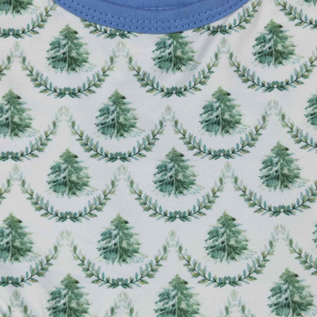 GLD0403   Christmas Blue Green Tree  Girls Long Sleeve Dresses