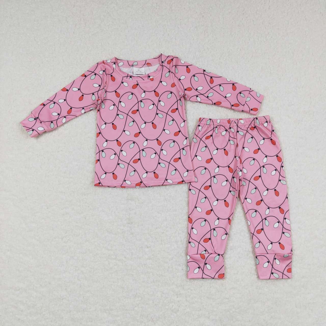 GLP0888  Christmas Pink Leap  Girls Long Sleeve Pants Outfits Pajamas