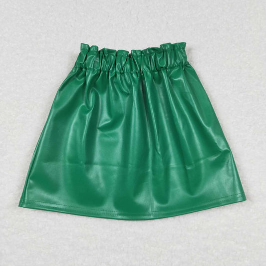GLK0018  Green leather  Girls Dresses