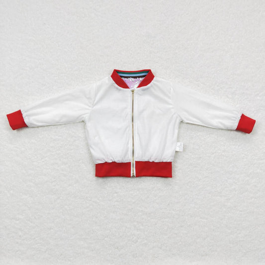 BT0294 White Red Sequin Boys Long Sleeve Top Coat