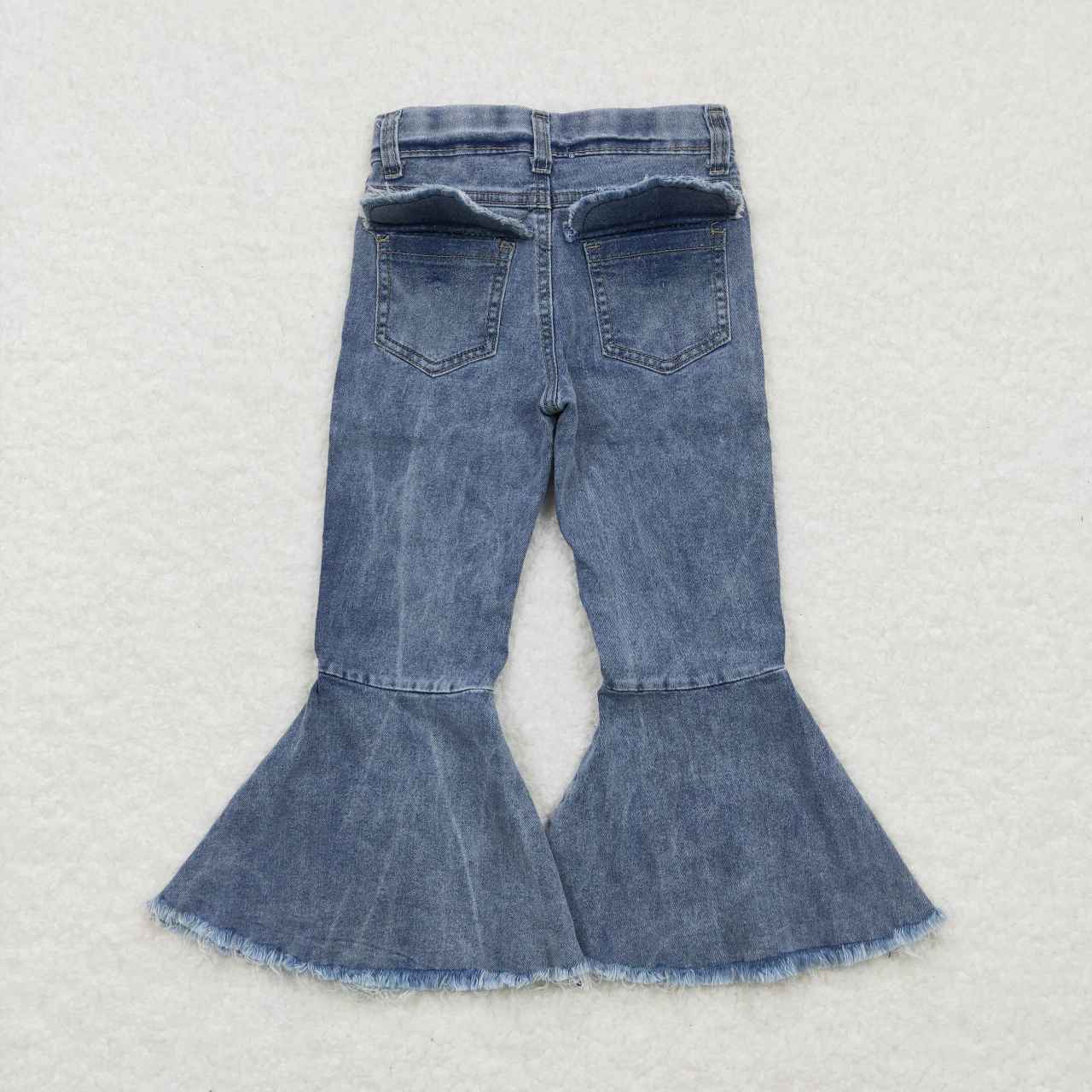 P0325 Blue Girls Bell Bottom Denim Jeans