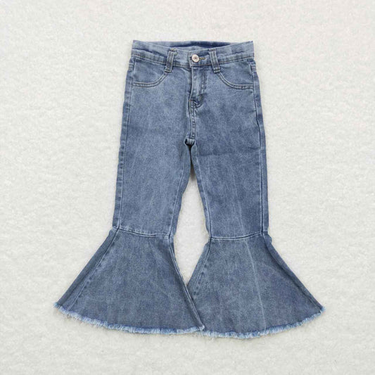 P0325 Blue Girls Bell Bottom Denim Jeans