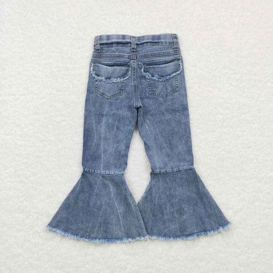 P0325 Blue Girls Bell Bottom Denim Jeans