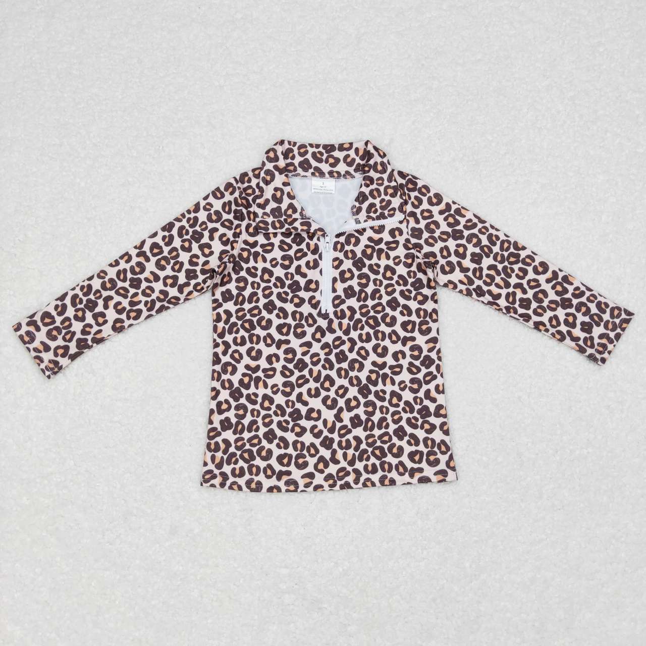 GT0361 Leopard Girls Long Sleeve Top Collar Polo Pullover T-Shirts