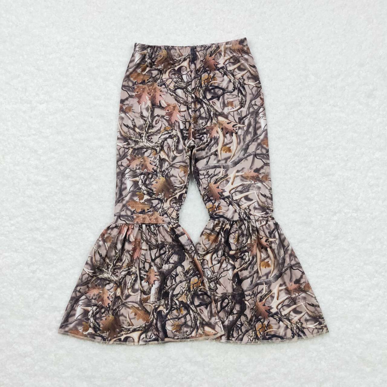 P0309 Green Camo Girls Legging Long Pants Bell Bottom