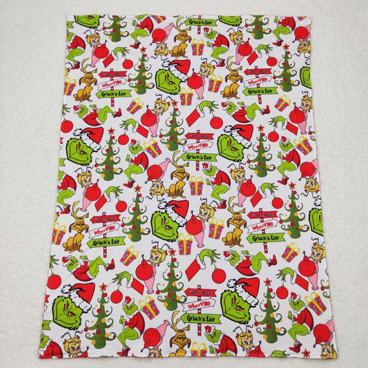 BL0085  Christmas Red Green Cartoon Print Blanket