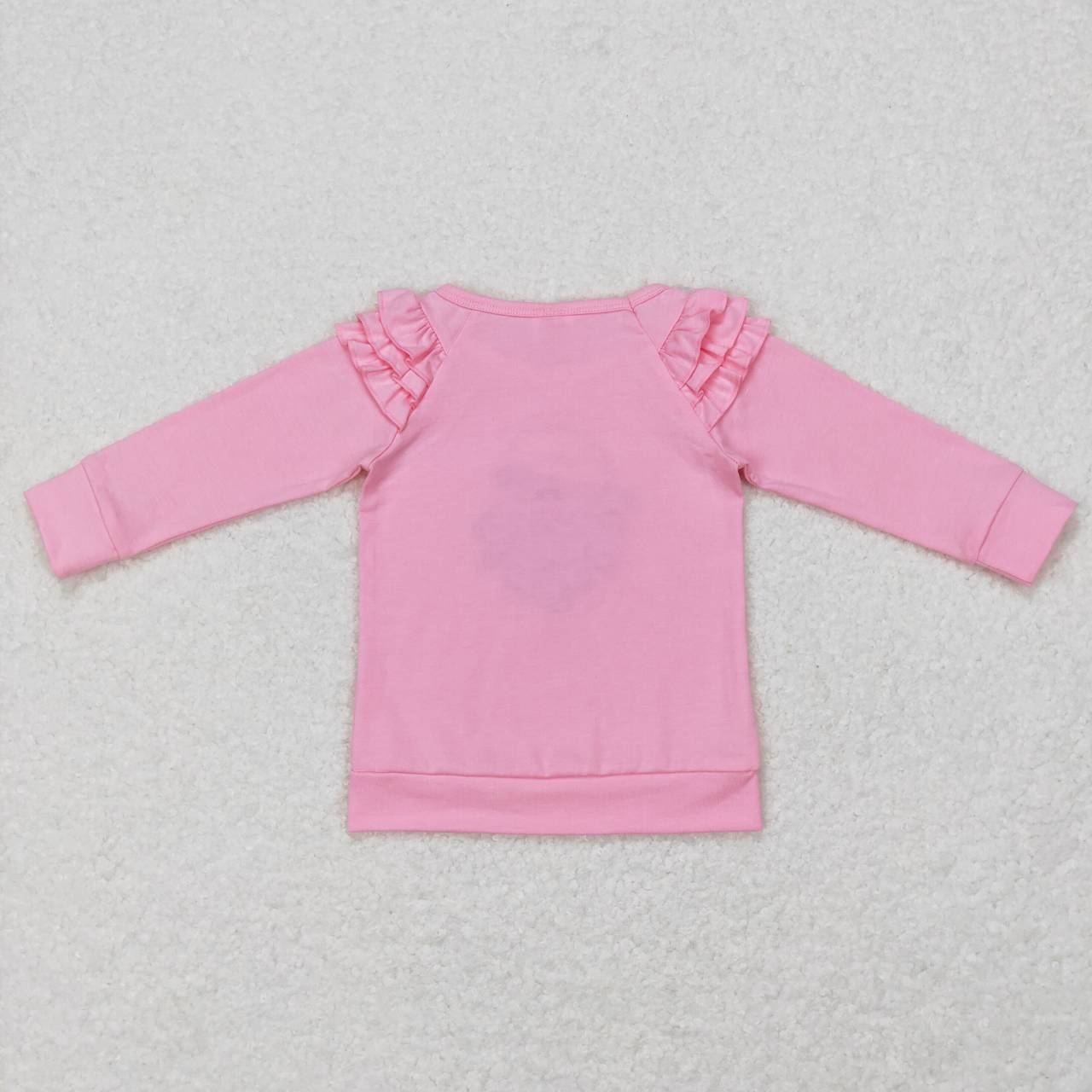 GT0369  Christmas Pink Santa Embroidery Girls Long Sleeve Top T-shirts