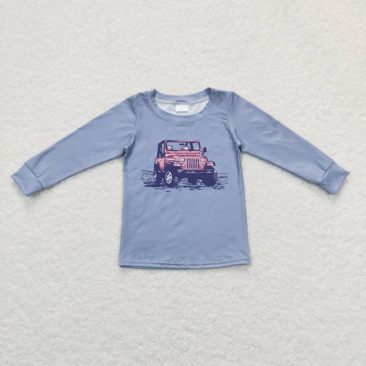 BT0392  Blue Car  Boys Long Sleeve Top T-shirts