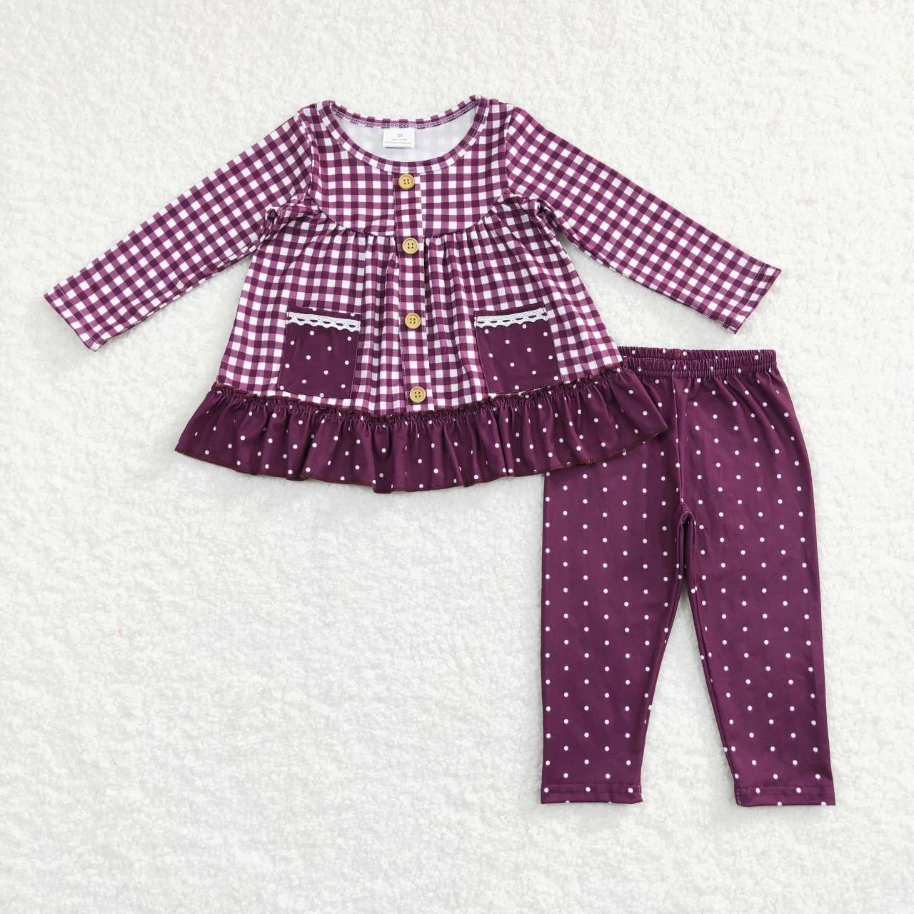 GLP0886  Purple Pockets Girls Long Sleeve Pants Outfits