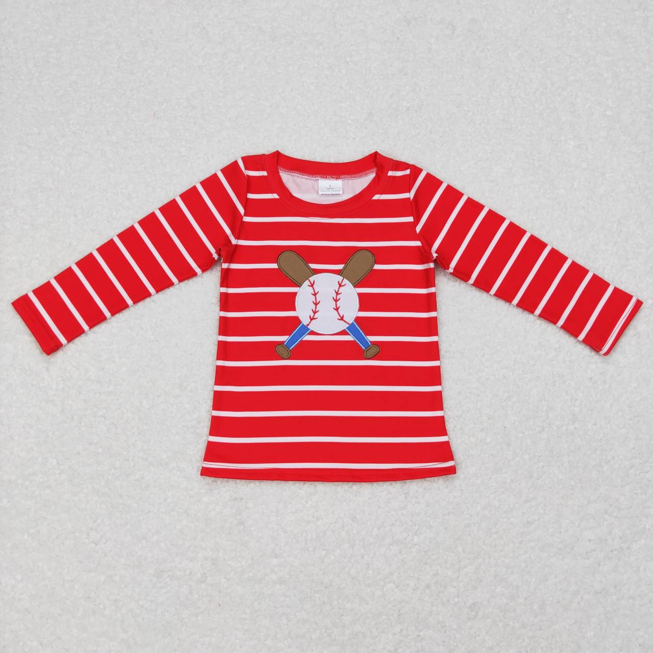 BT0387 Red Softball Embroidery Girls Long Sleeve Top T-shirts