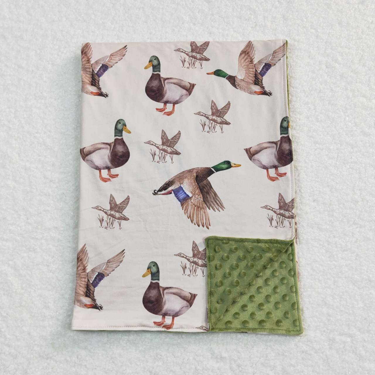 BL0081  Green Bird Duck Western  Print Blanket