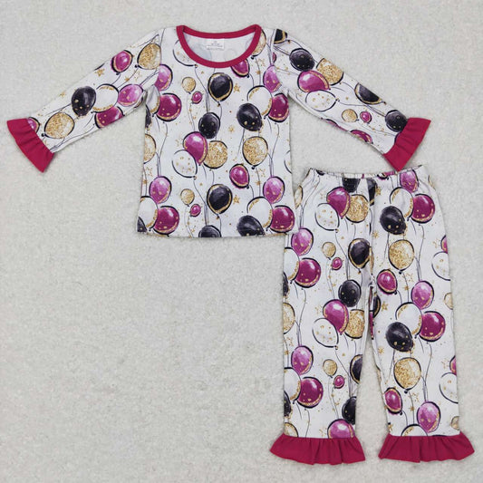 GLP0819 Pink Balloon Girls Long Sleeve Pants Outfits Pajamas